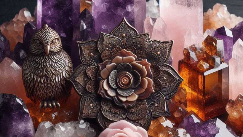 Amber Amethyst and Rose Quartz