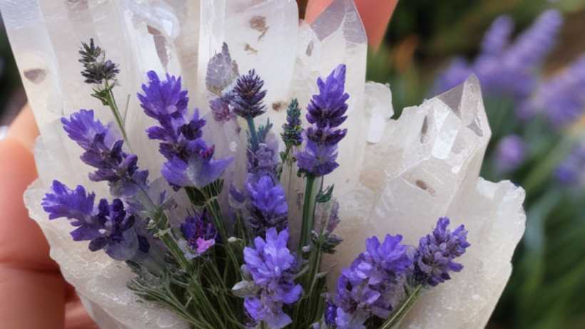 Clear Quartz Crystal and Lavender