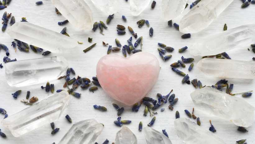 Clear Quartz Crystals and Pink Associated Crystal