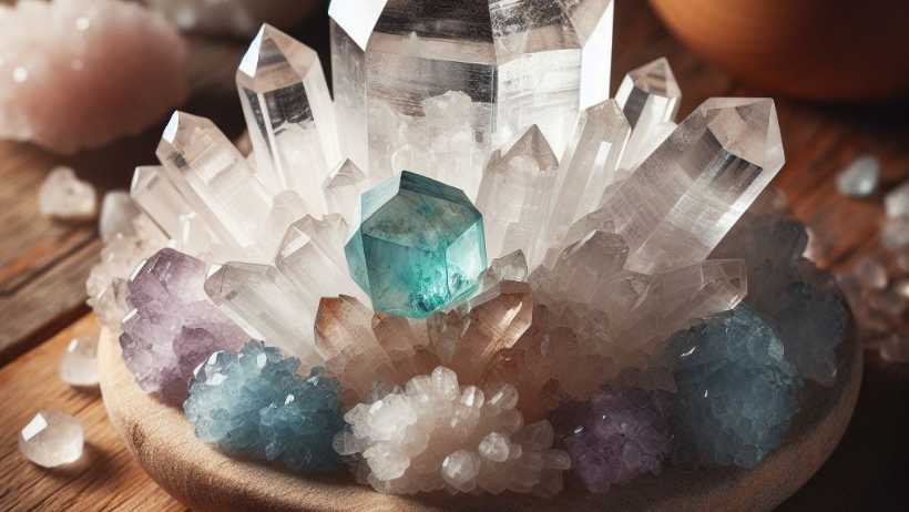 Clear Quartz cleansing Aquamarine Crystal