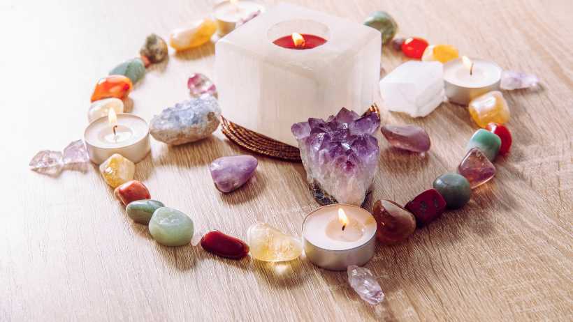 Clear quartz Crystal Grid with other crystals