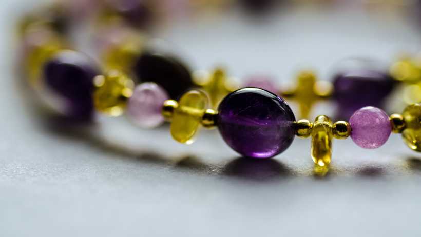 Amethyst and Amber Necklace