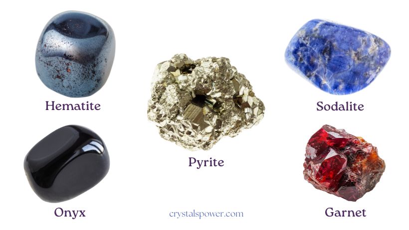 Hematite, Pyrite, Garnet, Onyx, Sodalite - Crystals for Everyday Use