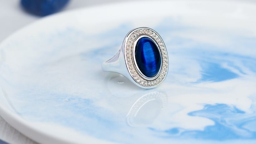 I am Fearless Dragons Eye Silver Ring