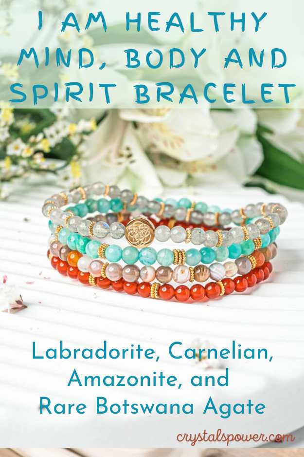 I am Healthy Bracelet-Labradorite-Carnelian-Amazonite-Rare Botswana Agate-Conscious Items