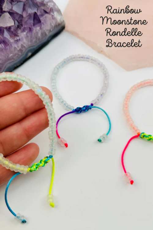 Rainbow Moonstone Rondelle Bracelet - Rock Paradise
