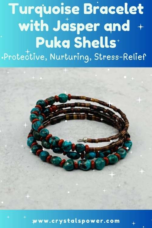Turquoise Bracelet with Jasper and Puka Shells - Rock Paradise
